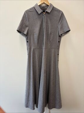 Akris Punto Micro Vichy Seersucker Midi Dress